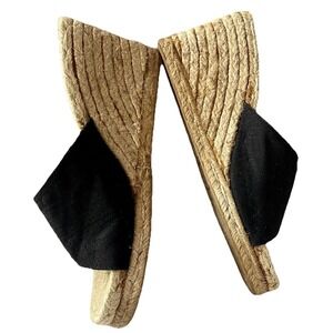 Banana republic Sandals Wedge Espadrilles 9 Black Canvas Slide Summer Fall